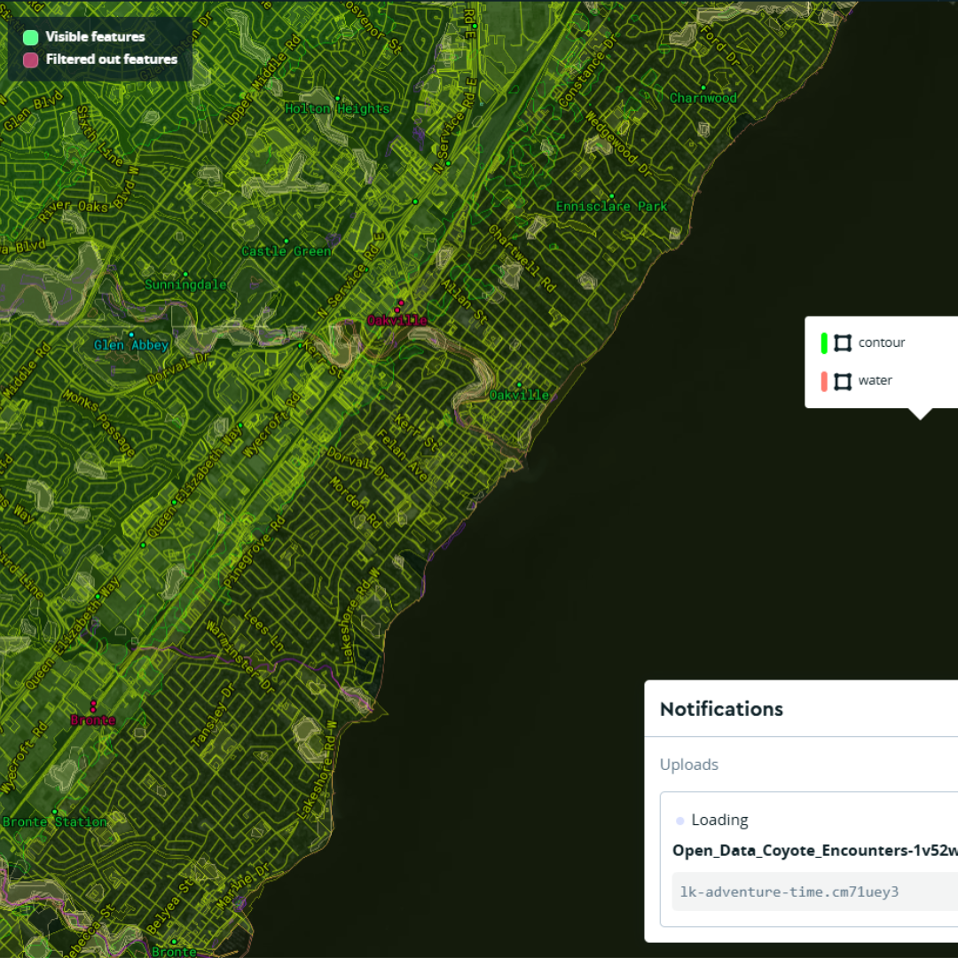While watching Steve's tutorial, I uploaded the data about the coyote encounters in Oakville. There is a screenshot showing how it looked when I was uploading it, and it seemed very interesting to me.
